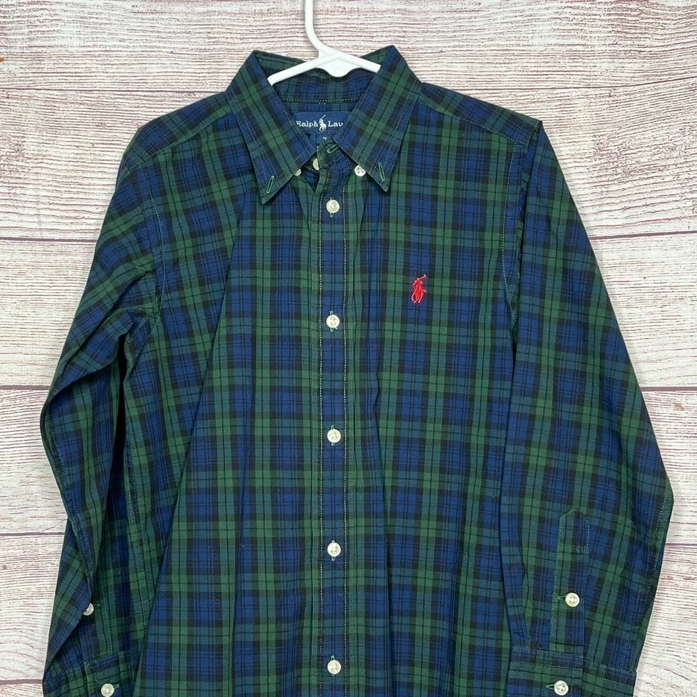 Ralph Lauren 100% Cotton Button Down Plaid Shirt Size 7